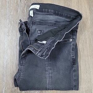 Loft Modern Skinny Jeans Black Wash Frayed Hems Size 8